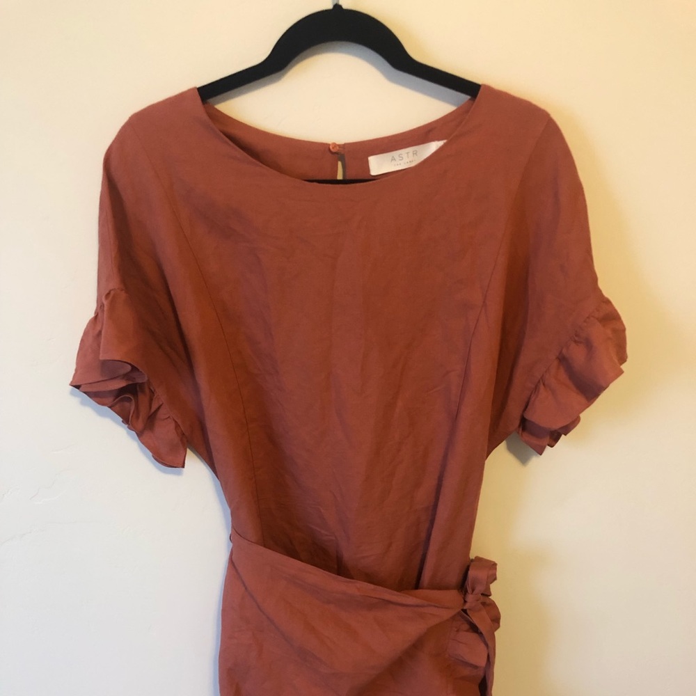 Astr the Label Linen Wrap Dress